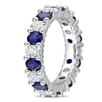 3-karat T. G. W. stvorio plavo-bijeli safir Sterling srebra vječnost prsten