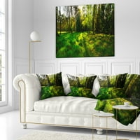 Designart green Forest Sunset Panorama - pejzažni štampani jastuk za bacanje - 16x16