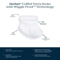Gerber Baby Boy and Girl Unise Terry Bootie Wiggle-Proof Socks, 4-Pakovanje, veličine novorođenih mjeseci