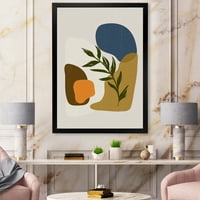 DemandArt 'Zeleni list sa botaničkim minimalističkim oblicima' Moderni uokvireni umjetnički print