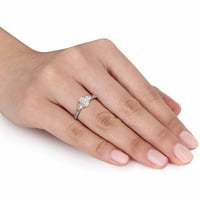 1-karatni Oval i srce sa okruglim rezanim dijamantom 14kt od bijelog zlata 3-kameni zaručnički prsten