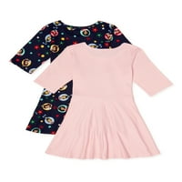 Pletene haljine Disney Princess Baby & Toddler girl rukav za laktove, 2 pakovanja, veličine 12M-5T
