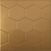 Ekena Millwork 5 8 W 5 8 H Honeycomb EnduraWall dekorativna 3d zidna ploča, svijetlo premazano zlato