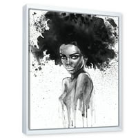 Designart 'crno-bijeli portret afroamerikanke III' moderni uramljeni platneni zidni umjetnički otisak