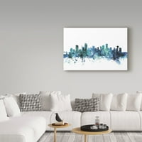 Zaštitni znak Likovna umjetnost 'Vancouver Kanada Plava Teal Skyline' Canvas Art by Michael Thpsett