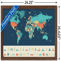 Mapa - Plavi zidni poster, 14.725 22.375