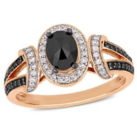 Carat T. W. crno-bijeli dijamant 10kt verenički prsten od ružičastog zlata