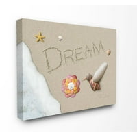 Stupell Home Decor kolekcija Dream napisana u pijesku sa Starfish Sand Dollar i Seashell Hummingbird platnena