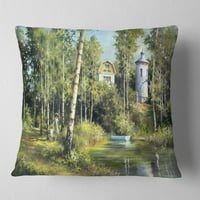 Designart rijeka u proljeće - pejzažni štampani jastuk za bacanje-18x18