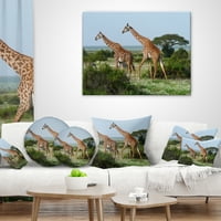 Designart dvije Žirafe u afričkoj savani - afrički jastuk za bacanje - 16x16