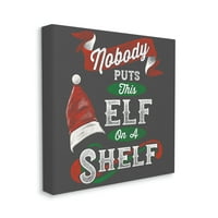 Stupell Indtries holiday Elf fraza Santa šešir crveno zeleno Božićno platno zid Art, 24, dizajn © Buck Wear,