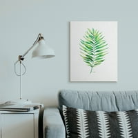 Stupell Industries minimalna tropska biljka sa zelenim palmama preko zida od bijelog platna Art, 30, dizajn