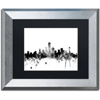 Zaštitni znak Likovna umjetnost Dallas Texas Skyline B & W Umjetnost platna Michaela Tompsetta, crni mat,