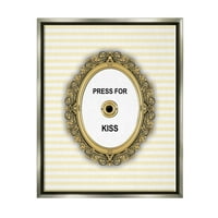 Stupell Industries Press for Kiss Romance Graphic Art sjaj sivo plutajuće uokvireno platno print Wall Art,