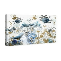 Wynwood Studio Floral and Botanical Wall Art Canvas Prints 'Blue Garden Gold' Gardens - Blue, Gold