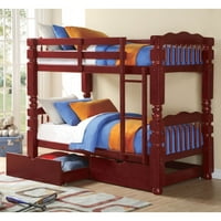 Benji Twin preko kreveta na sprat sa dva sprata od borovog drveta od meda, više boja