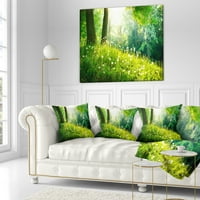 Designart prekrasna zelena trava i drveće - pejzažni štampani jastuk za bacanje-16x16