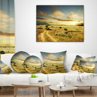 Designart prekrasna ruralna Prerijska Zalazak sunca - afrički pejzaž štampani jastuk za bacanje - 16x16