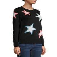 Time and Tru ženski džemper sa cijelom zvijezdom Star Crewneck