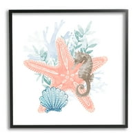 Morski Konjić Morska Zvijezda Slojevite Koraljne Životinje I Insekti Grafička Umjetnost Crno Uokvirena Umjetnost