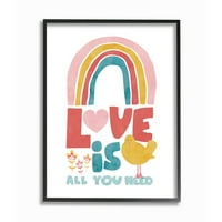 Stupell Industries Whimsical Kid's Rainbow Love Is All You Need citat Framed Wall Art Design by Jennifer